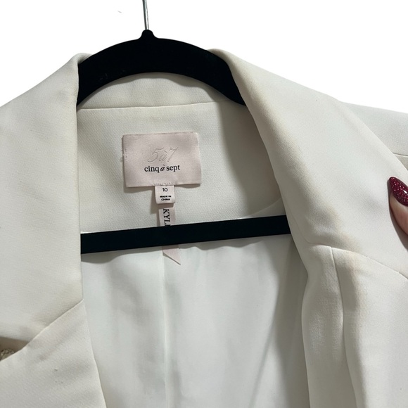 Cinq A Sept Kylie Diamond Daisies Embellished Blazer Jacket In Ivory/Smoke - Picture 6 of 14